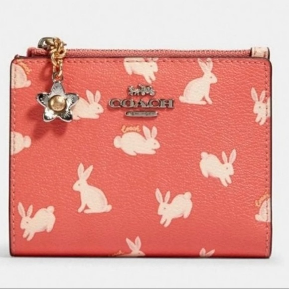 Coach Bunny Coral Snap Coin Small Wallet - Picture 7 of 9
